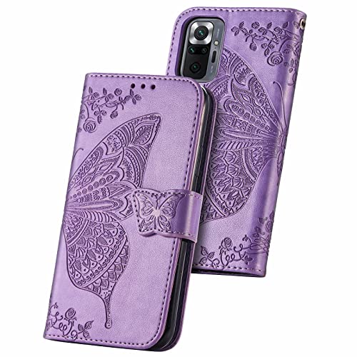 Roar Handyhülle für Xiaomi Redmi Note 10 Pro Hülle Premium Flip Case Tasche Klapphülle Magnetisch Klappbar mit Kartenfach Schutzhülle für Xiaomi Redmi Note 10 Pro - Flieder Cover