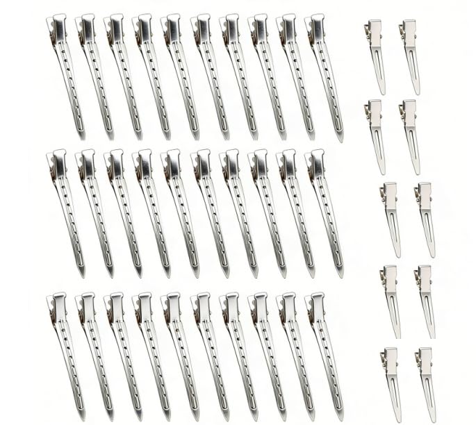 Lot de 40 bigoudis - Pinces à cheveux pour femme - Barrettes à cheveux pour femme - Bec de canard - Pinces à cheveux en métal pour salon de coiffure (9 cm et 4,5 cm)