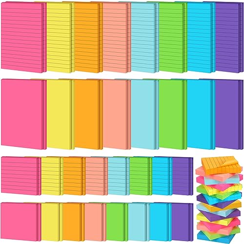 Image of Yexiya 64Pcs Lined Sticky Notes 4x6'' 3x3'' Self Stick Notepad Multi Color