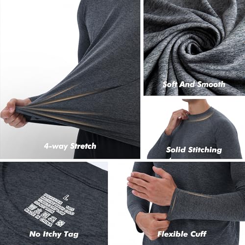 4 Pack Long Sleeve Shirts for Men - Quick Dry Moisture Wicking Sun Protection Tshirts for Fishing Workout Athletic Casual Gym4