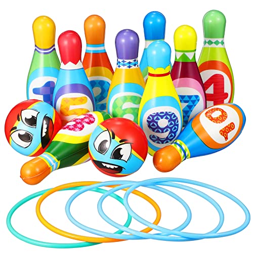 VANZACK 1 Set Bowling Ball Educational Fun with Pins Balls Toss Rings for Skill Development Playtime Activities Random Color