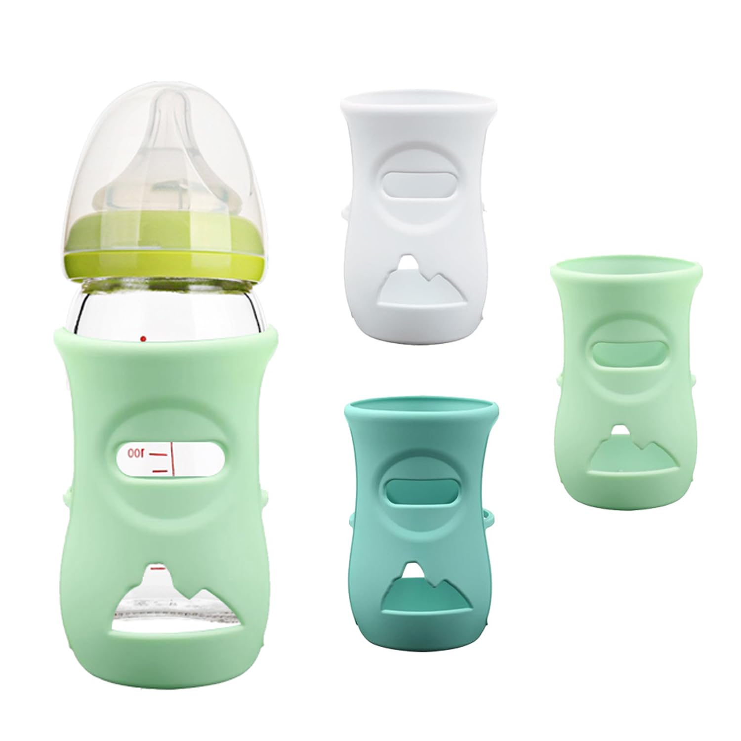 Natural Silicone Baby Bottle Cover, Anti-Breakage Baby Bottle Holder, Compatible with Philips Avent Natural Glass Baby Bottles, Food Grade Silicone Bottle Cover (3 Pack,8 Ounce)