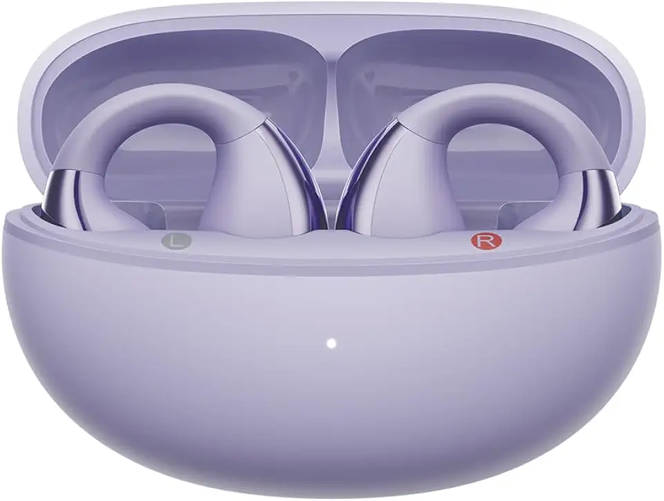 Fones de Ouvido Abertos QCY Crossky C30, Fones Bluetooth 5.4 com Clipe, Conforto Leve, Ajuste Estável, 25 Horas de Reprodução (Roxo)