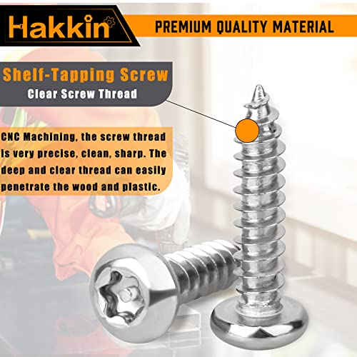 Self Tapping Screws Hakkin 180Pcs #8 Button Head Torx Security Screws Sheet Metal 304 Stainless Steel Anti-Theft Tamper Proof Screws Assortment Kit with T20 Wrench - Image 4