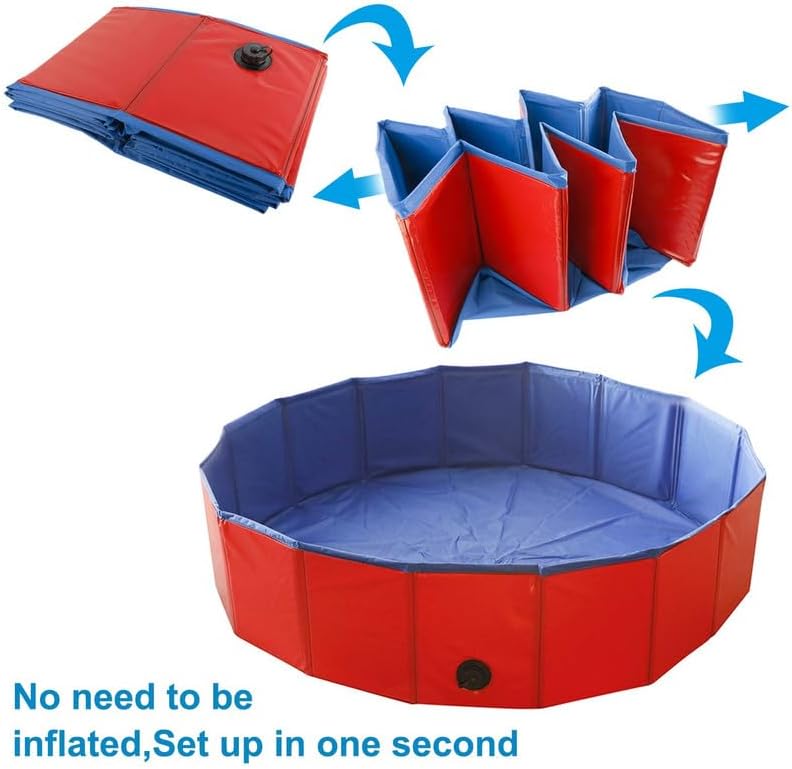 Pet Dog Kids Swimming Pool,Plastic Anti-Slip PVC Bathing Tub Swimming Pool Durable Fiberboard Kiddie Pool(Large 31.5 * 7.87in)