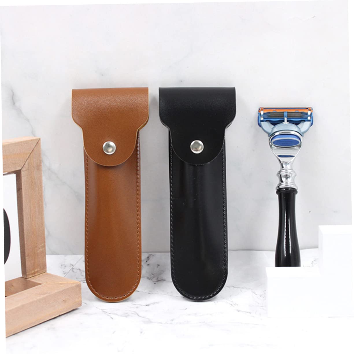 FOMIYES 5 Custodie Da Viaggio in Pelle Per Idee Di Compleanno Con Chiusura A Bottone Automatico Compatte Ed Eleganti Per Luso Quotidiano