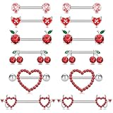 JSTHHTT 6 Piezas Barbell Piercing, Piercing Pezon Acero Quirúrgico para Mujer, Pezón Juego de Piercing Cuerpo Joyería Mujer