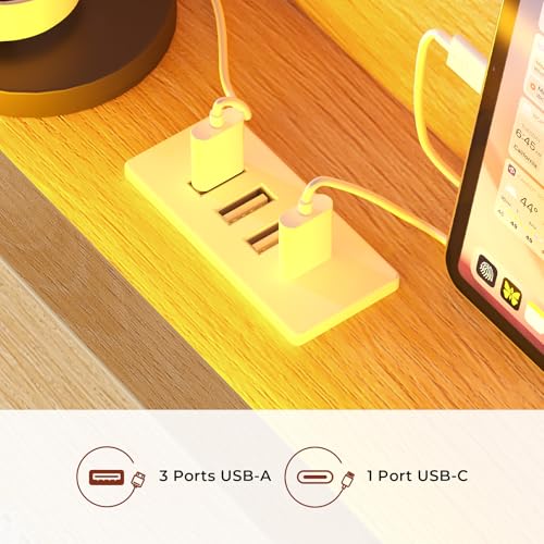 Lit 140x190 LED avec 4 tiroirs & USB-C KIMENICH