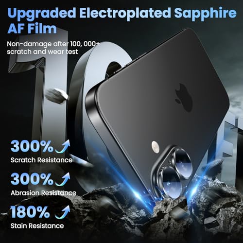 Image of Uyiton Compatible with iPhone 17 Camera Lens Protector - [Not Easy to Break][Strong Adsorption][Case-Friendly] Metal Tempered Glass Rear Camera Screen Cover - Black