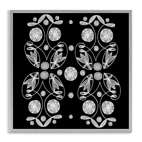 Symmetrical Floral Geometric Pattern, 12 x 12 Inch Framed Giclée Print