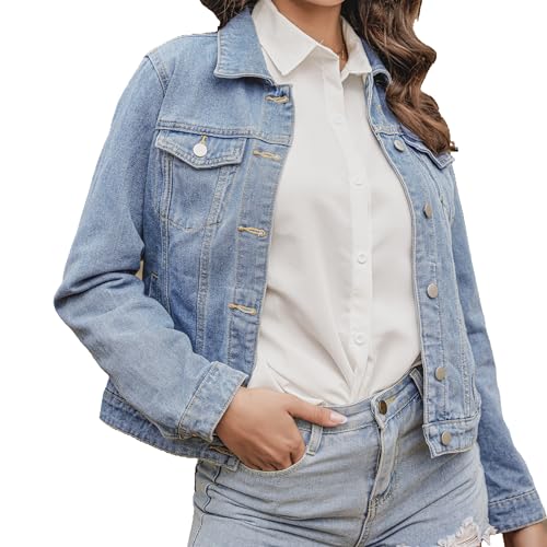 J.Corrine Jeansjacke Damen Vintage Trucker Jeansjacken Boyfriend Denim langarm Damen-jeansjacke für Damen