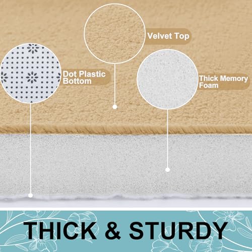 Image of Smiry Memory Foam Bath Mat 36x24, Extra Soft and Absorbent Bathroom Mats, Non Slip Washable Carpet for Floor, Shower and Tub, Beige