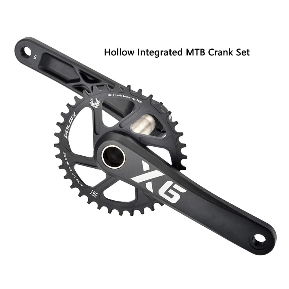 Guarnitura per Mountain Bike a velocità Singola 170/175 mm Guarniture 30/32/34/36/38T Corona a Denti Stretti e Larghi Set di pedivelle Integrate Cave con Movimento Centrale BSA Adatto a 9-12