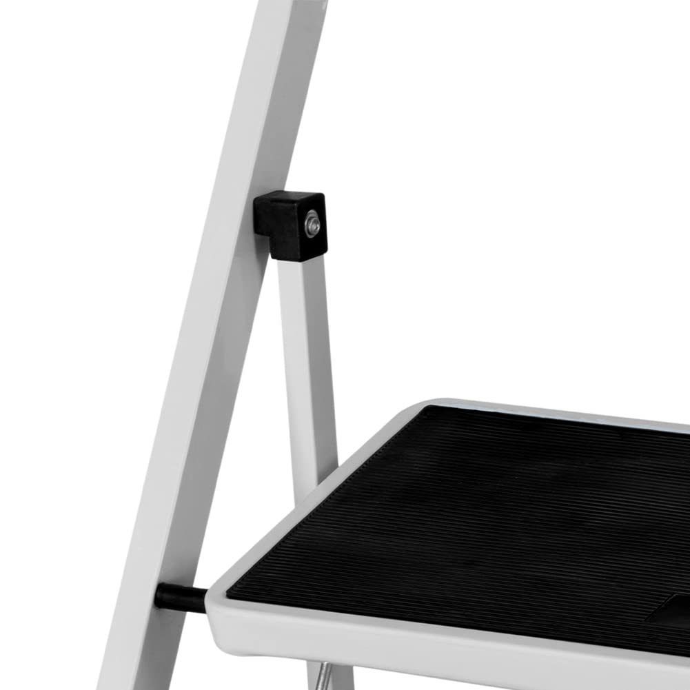 Bakaji Escabeau Pliable carré Gain de Place avec marches antidérapantes et poignée de sécurité Tabouret échelle Structure en Acier et revêtement en Caoutchouc, Charge maximale 150 kg (2 marches)