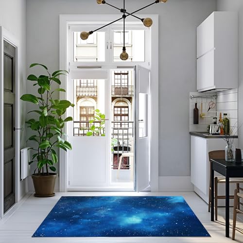 Tapis de salon bleu ciel étoilé grand format pour chambre