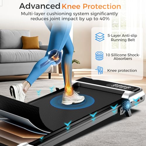 Walking Pad Treadmill with 8% Incline for Home Office,3.0HP Low Noise Portable Folding Under Desk Treadmill with Remote Control,Jogging Running Machine,350 Lbs Capacity,LED Display,Handle Bar - Image 6