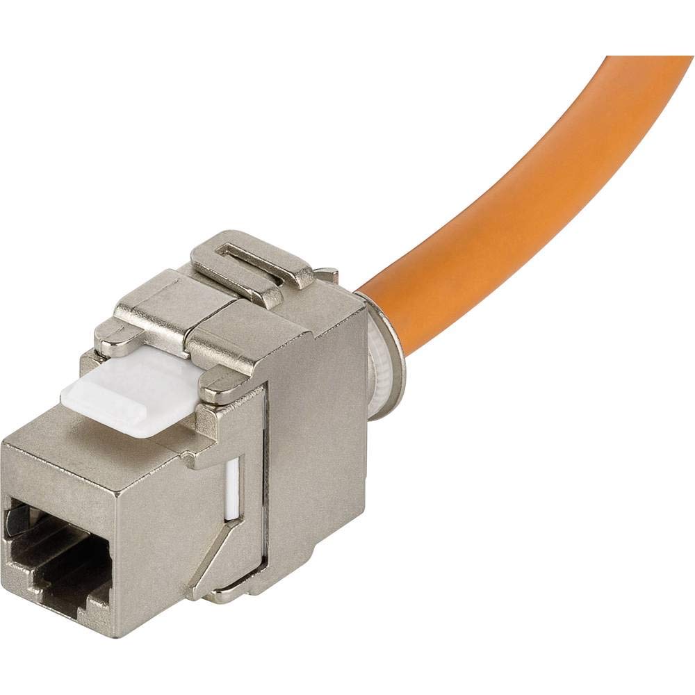 goobay 58938 Cat 7 Cable reseau Ethernet/Enrouleur de câble réseau Mobil - S/FTP - 1000 MHz Rj45 / rallonge Cable ethernet/Câble d'installation sur Enrouleur/Orange / 90 mètre