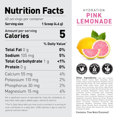 Image of Kaged Electrolyte Hydration Powder Hydracharge Pink Lemonade Sports Drink for Men and Women Pre, Post, Intra Workout Supplement 60 Servings