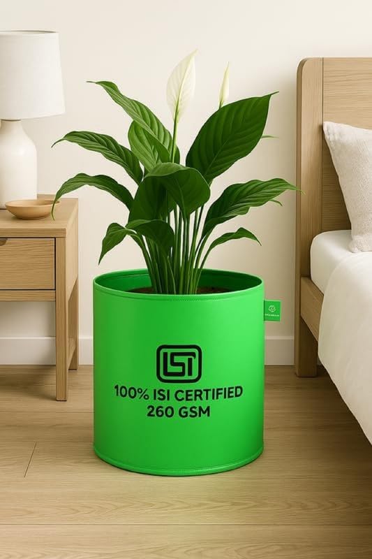 Image of GREENSHEEP HDPE Grow Bag Heavy Duty 260 GSM Round Plants Flower Growing Bags Floor Standing Mount Type for Home Garden Balcony Terrace Kitchen Nursery (Green, 24x24 inch, Pack of 30)
