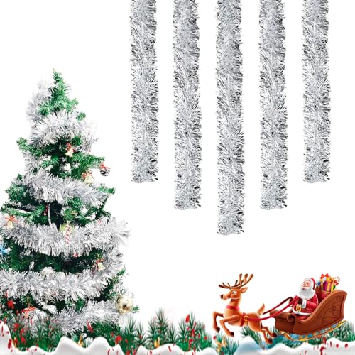 10M Lametta Weihnachtsbaum Silber,Girlande Weihnachten Deko Christmas...