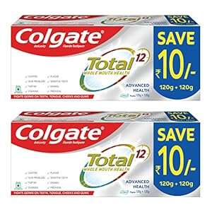 Colgate Total Whole Mouth Health, Antibacterial Toothpaste, 480g (2x240g) Saver Pack, Advanced Health