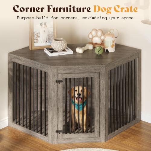 Image of AMERLIFE 128 inch Extra Large Dog Crate Furniture, 3-in-1 Corner Dog Kennel