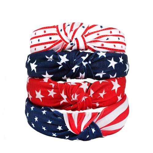Xinsoloyue American flag headband set of 4 pieces made of comfortable fabric with anti-slip properties suitable for Independence Day celebrations as a decorative accessory