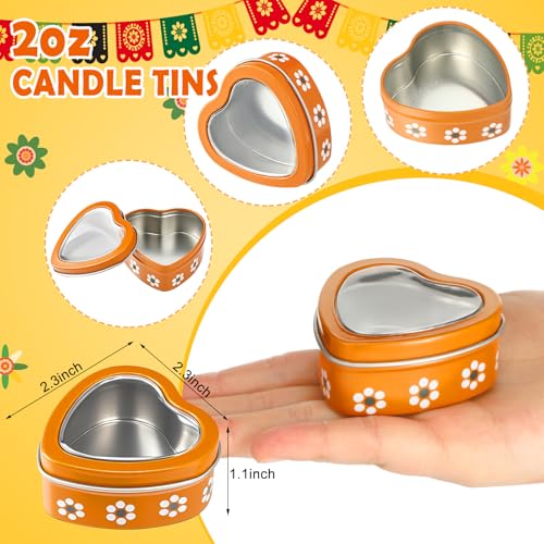 Image of Supervitae 30 Pcs Cielito Lindo Party Favor Clear Heart Shaped Tins with Lids De Barro Empty Candy Tins Gifts for Wedding Making DIY Craft(Classic)