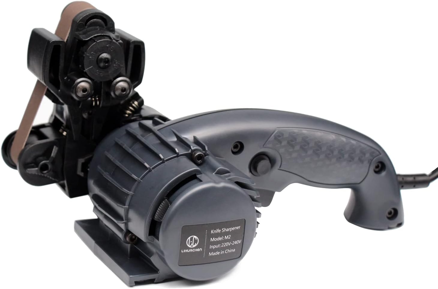 M2 Electric Knife Sharpener Professional Knife Sharpener Whetstone Knife Sharpener Tungsten Steel Knife Sharpener Tool (UK Plug) Black