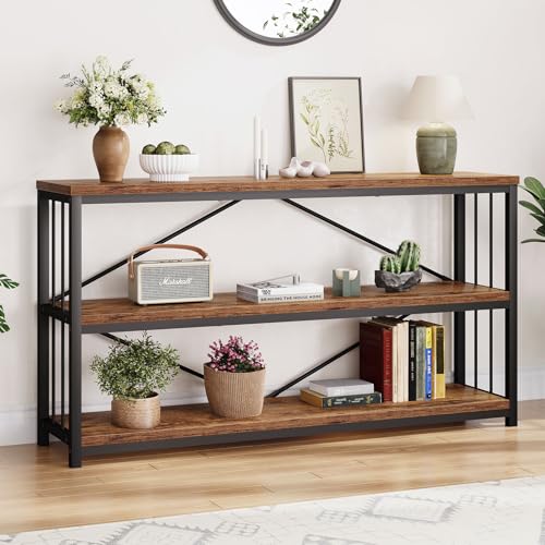LVB Industrial Console Entryway Table, Metal Wood Rustic Sofa Table