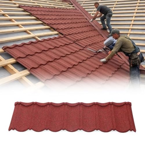 Tejas metálicas arquitectónicas para techos, tejas de acero arquitectónico ligeras, paneles metálicos corrugados para cobertizos, cocheras, graneros, cabañas y garajes.(Red)