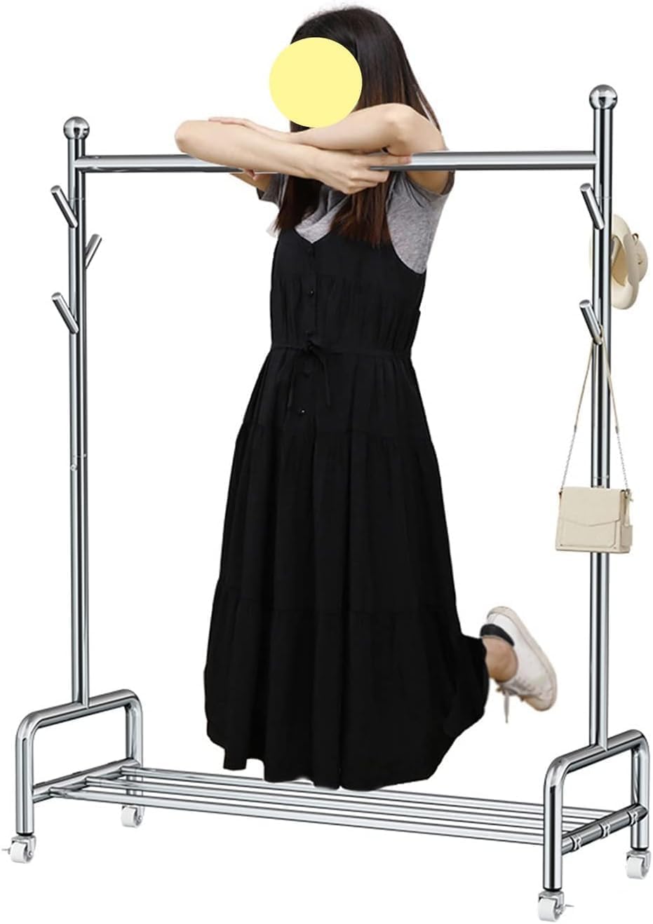 Présentoir sur pied pour vêtements en acier inoxydable luxe
