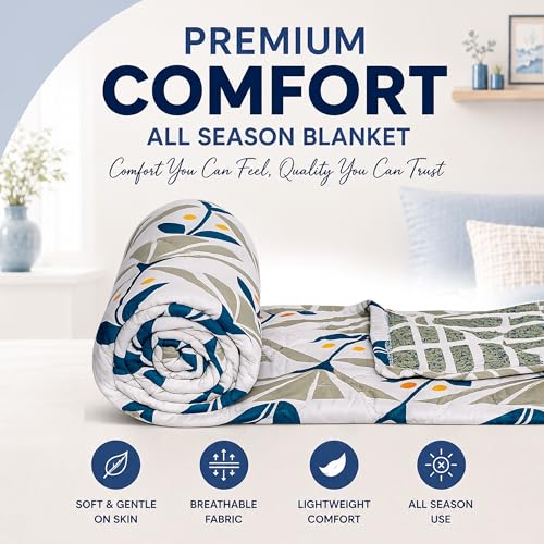 Image of DECORUM Cloud Cotton Double Bed Comforter 90x90 Inch 250 GSM | Ultrasonic Quilted AC Blanket | Lightweight All Season Microfiber Quilt | Ultra Soft & Warm Bedding