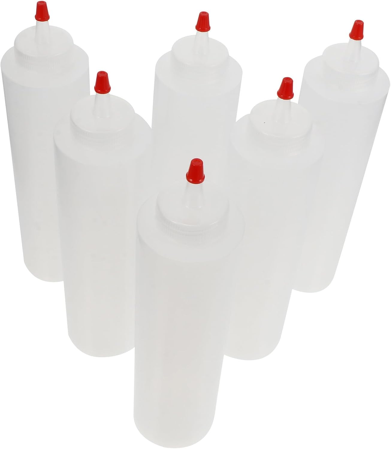 6pcs Large Plastic Squeeze Bottles for Ketchup and Mustard, Tomato Sauce Dispensers with Caps, Kitchen Condiment Storage Bottles for Salad Dressing and Cooking Use