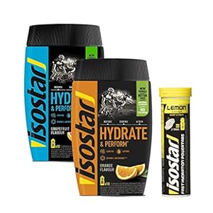 Isostar 3 pack, Hydrate & Perform Grapefruit & Orange – poeder + Iso Powertabs Citroen 10x12g, (2x400g,1x12g)