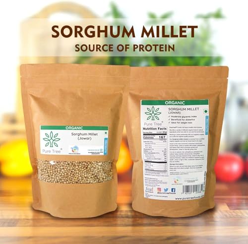 Image of Pure Tree Certified Organic Jowar Millet | 850 g | Sorghum Jawari Whole Grain | Unpolished Jonnalu | Gluten-Free-Millet