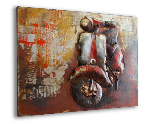 Scooter Metallbild 3D Vespa Bild Motorroller Wandrelief Motorrad Vintage 100x75 - über 40 Motive