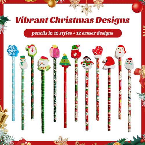 Lápices Navideños con Borradores, 36 Piezas Multicolor miniatura 2