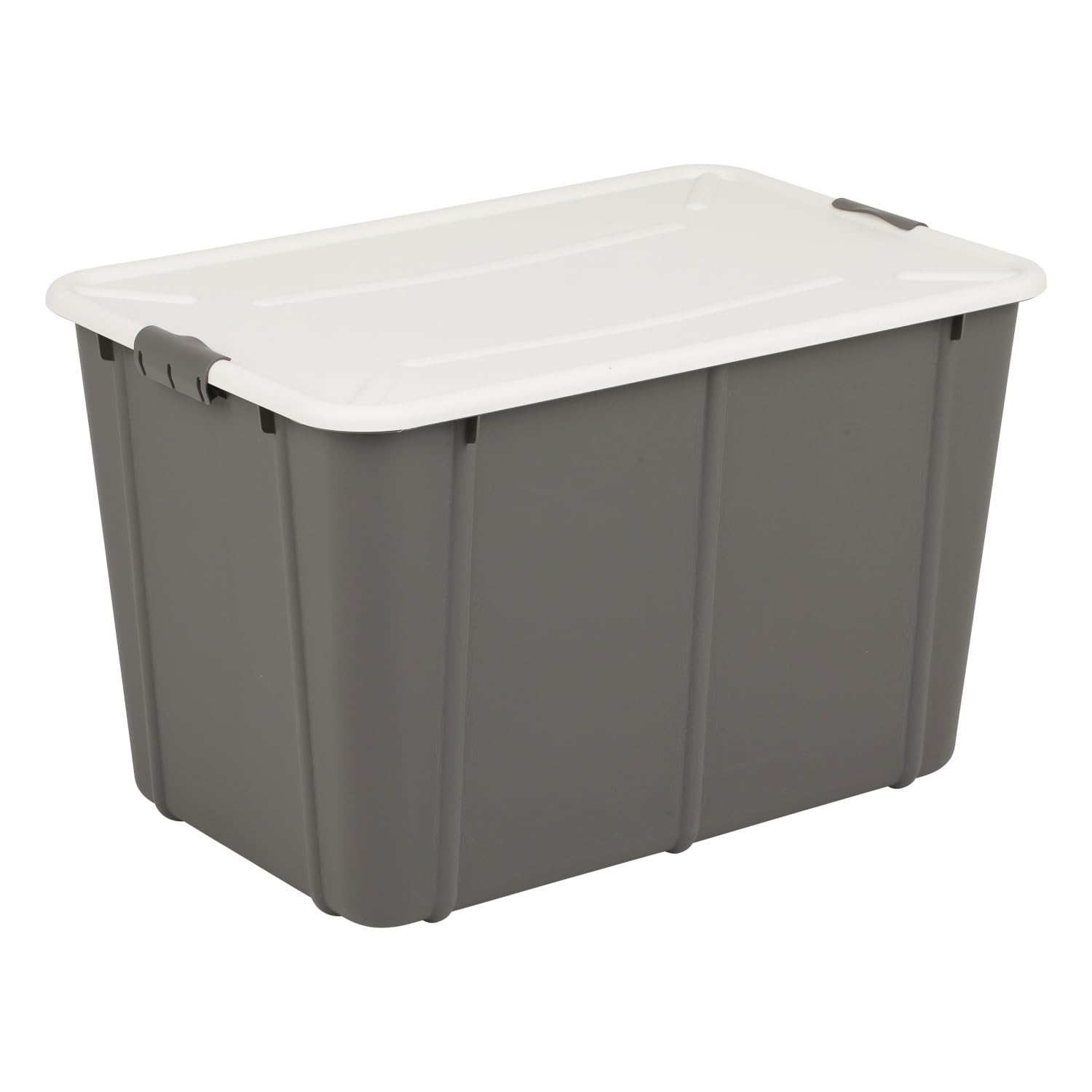 BranQ Home essential, 60 Litre Heavy Duty Large Storage Box with Clip Locked Lid, BPA Free Plastic Stackable Storage Box, Ideal For Garage and Home Storage 58.8 x 39.3 x 37 cm (LxWxH) - Dark Grey
