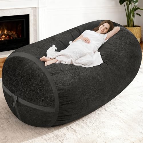 Homguava 6FT Bean Bag Chair Giant Bean Bag Chairs for Adults with Memory Foam Filled,Beanbag Chair with Soft Faux Fur Cover,Comfy Bean Bag Sofa Lounger for Living Room,Game Room,Bedroom