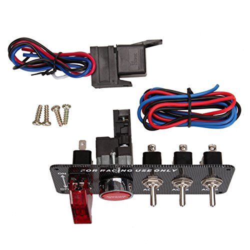 Iglobalbuy 12V Racing Car Engine Start Push Button Ignition Switch Panel 5 In 1 Led Toggle Switch #TOP4