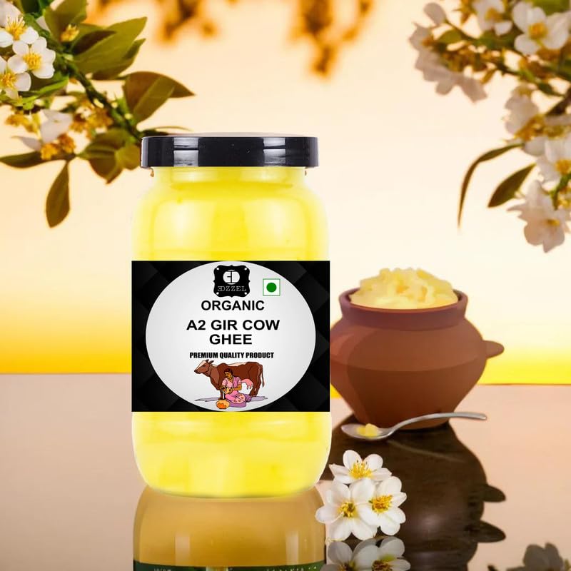 EDZZEL A2 Gir Cow Cultured Ghee | Bilona Method Two Way Hand Churned | Indian Gir Cow Ghee, Pure A2 Ghee - 500 ML
