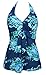 Cocoship Women's Vintage Floral Tie Halter Swim Top Chic V-neck Modest Tankinis(FBA)