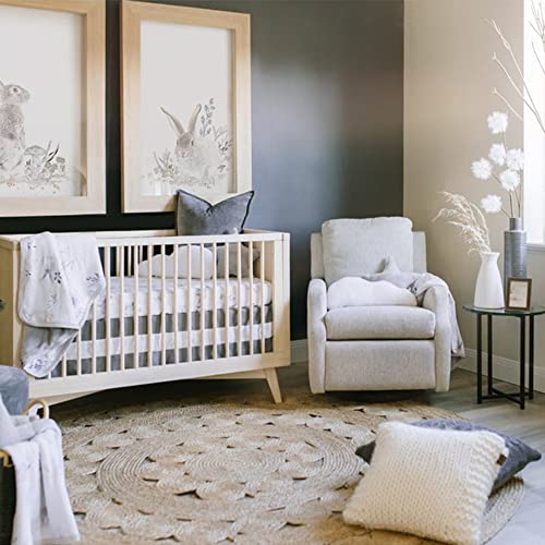 Image of Oilo Crib Sheet, Breathable 100% Turkish Cotton Fitted Jersey, 300 Thread Count, Machine Wash, Fits Standard Crib (28 inch x 52 inch x 6 inch), Toddler Bedding, Girl, Boy, & Neutral Design, Cottontail Bunny