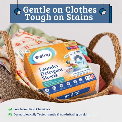 Image of eStrip Proenzyme 5X Laundry Detergent Sheets-90 Sheets(180 Loads)|Tough on Stains,Deep Enzyme Cleaning|Pre-Soak Power|Ecofriendly Alternative to Pods, Liquid, Powder Detergent|Front & Top Load Machine