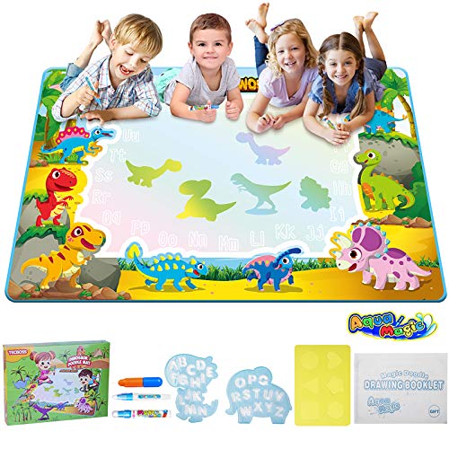 TECBOSS Water Doodle Mat, Kids Large Water Drawing Board Toys, Aqua Magic Mess-Free Painting Doodle Educational Toy for Age 2 3 4 5 6 Years Old