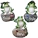 LANKER Frog Garden Statues - 3 Pack 5 Inch Frogs Sitting on Stone Sculptures Outdoor Decor Fairy Garden Ornaments