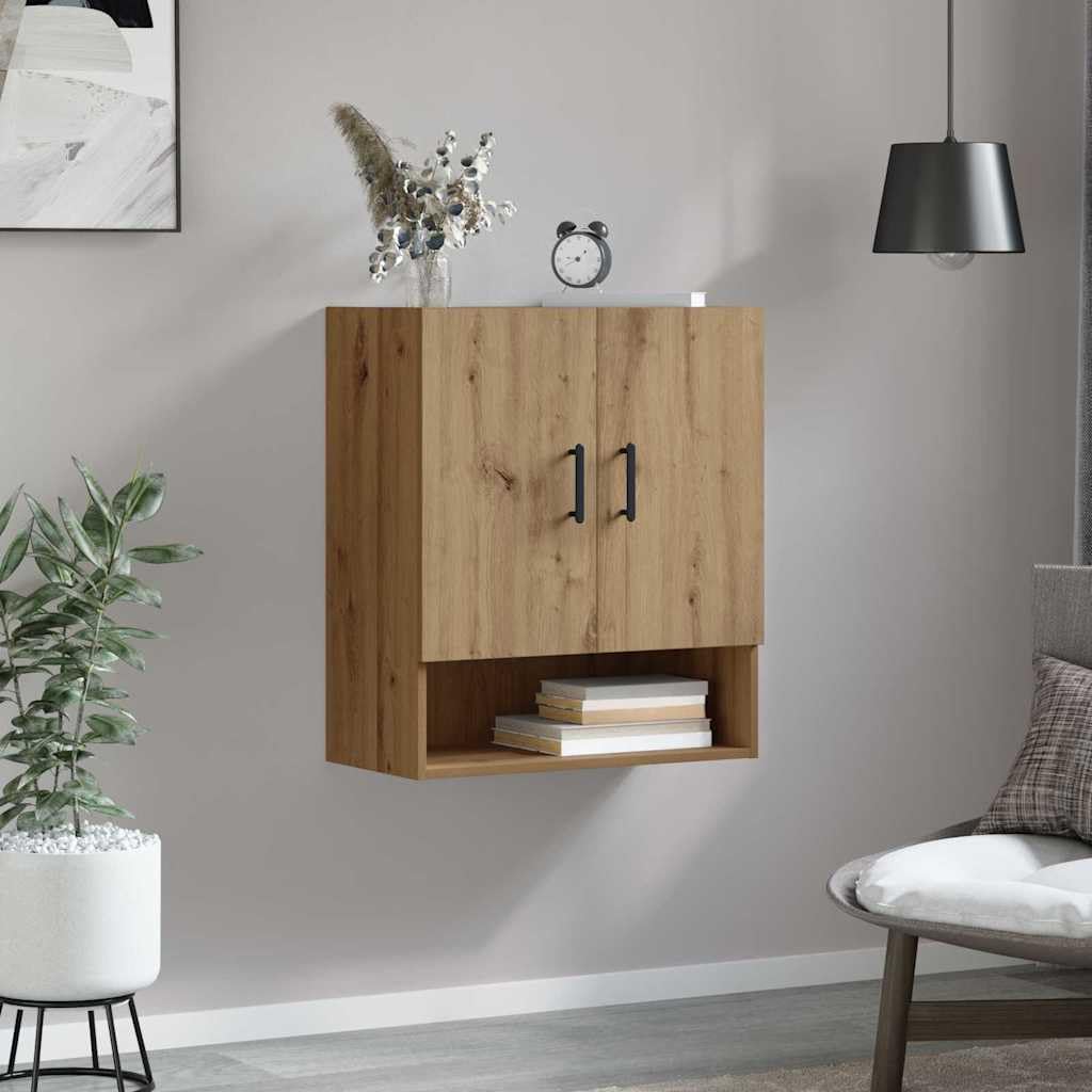 Szafa ścienna Artisan dąb drewnopochodny 60 x 31 x 70 cm z 3 półkami, montaż na ścianie, miejsce do przechowywania, szafka do salonu, biura, korytarza, kuchni, porządku i półki