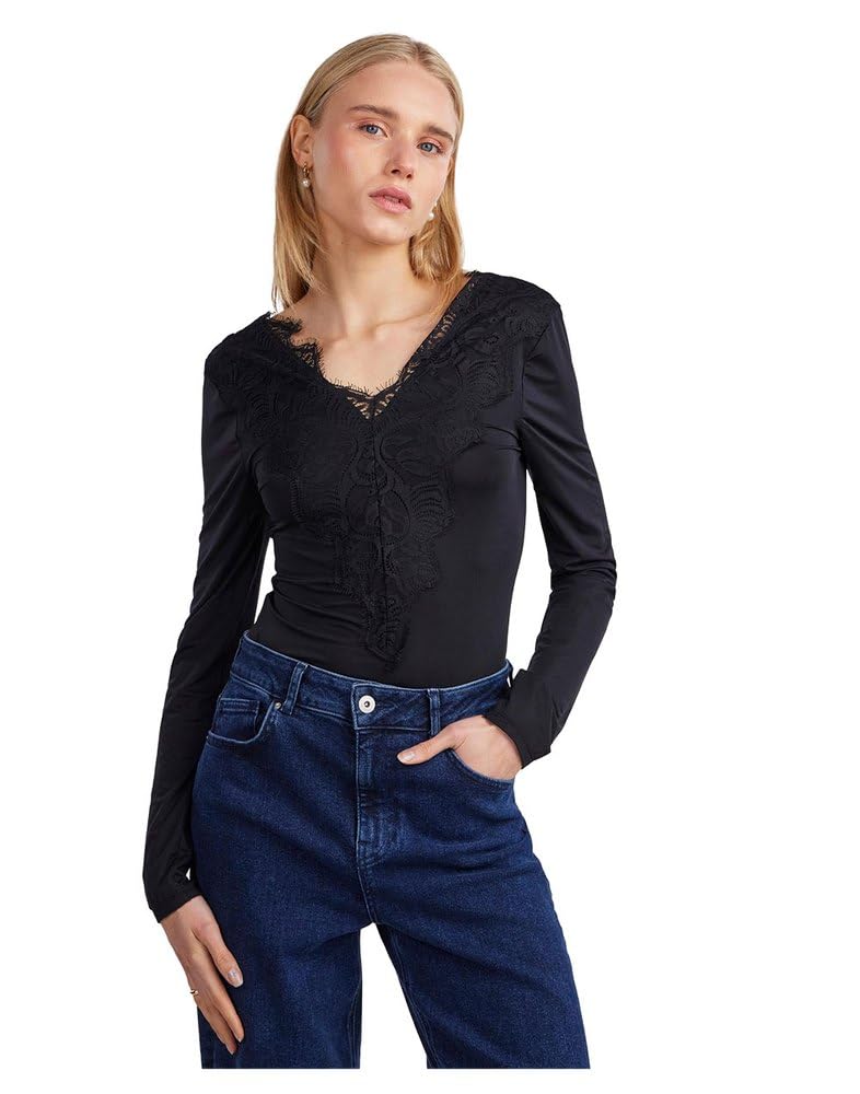 Pieces Pcilu Ls Top Noos - Maglietta A Maniche Lunghe Da Donna, Nero, Xl-image