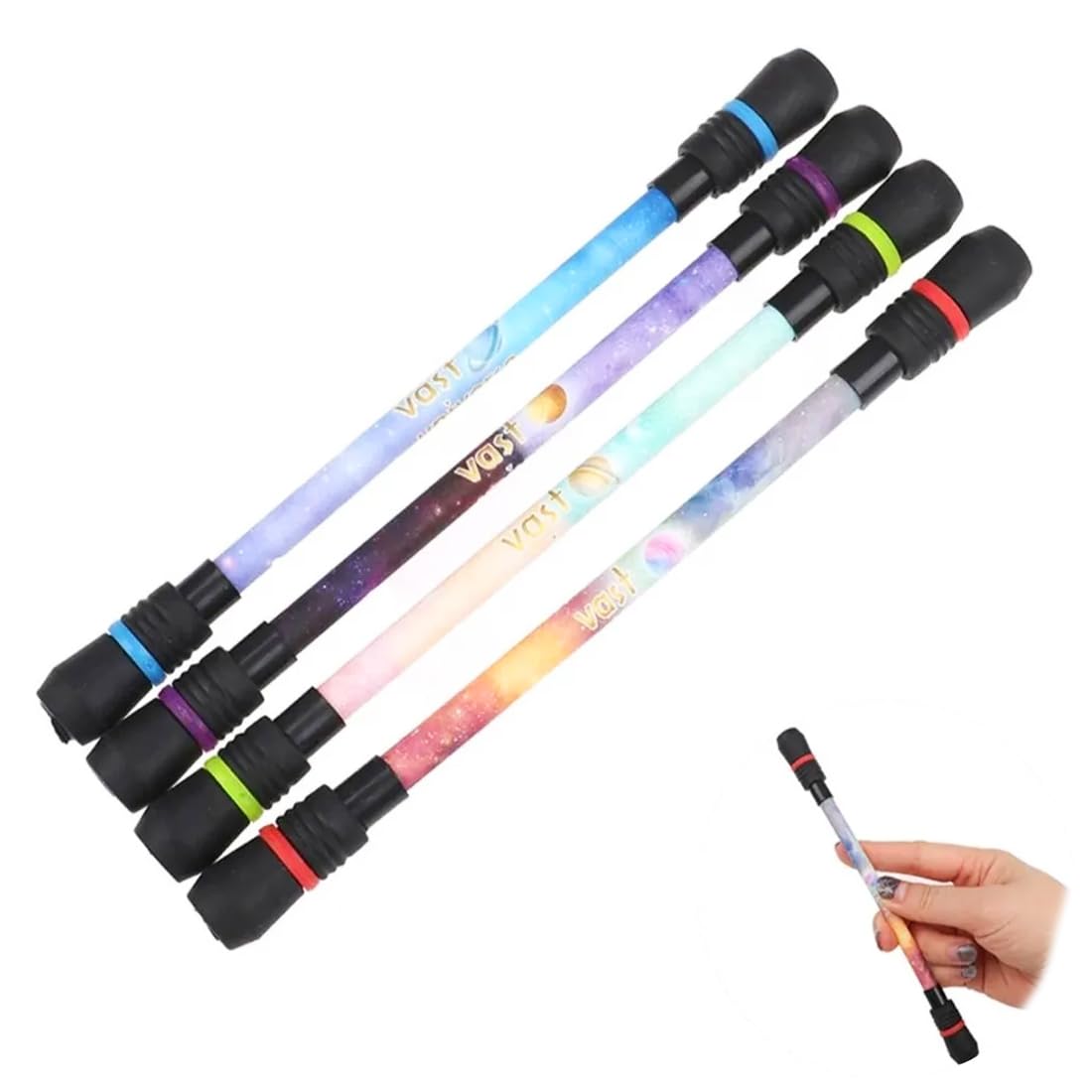 NHQZ Stylo Rotatif Antidérapant pour Spinning à Doigt Professionnel, Soulager le Stress - 4 Pièce